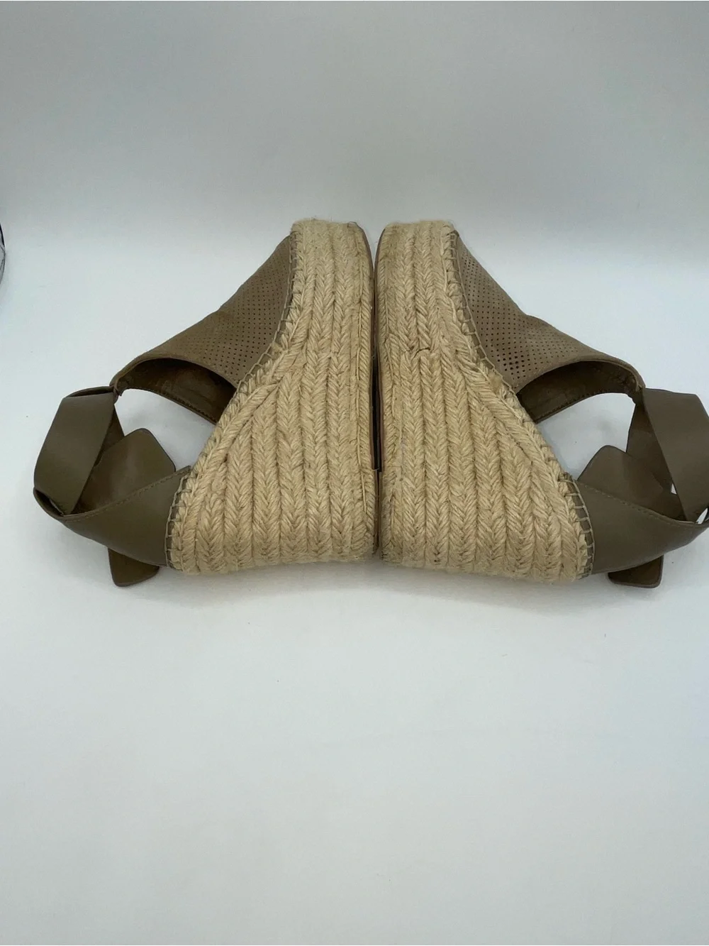 Marc Fisher “Lannie” Wedge Espadrille Platform Sandal in Taupe